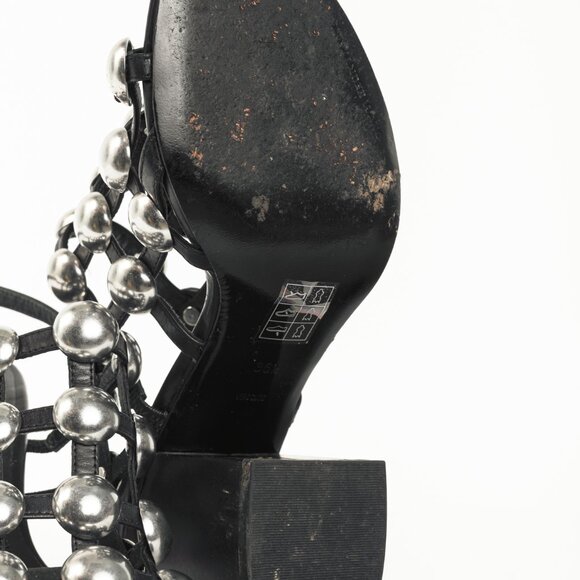 Alexander Wang Nadia Black Leather Studded-Cage Sandals - Picture 5 of 9
